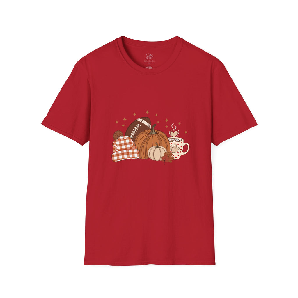 Autumn Football Pumpkins with I Love You American Sign Language, ASL - T-Shirt