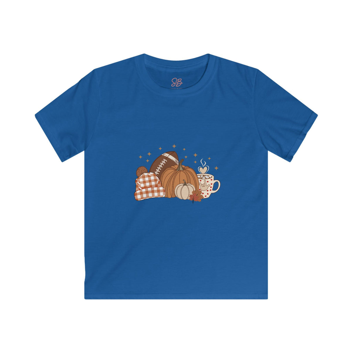 Autumn Football Pumpkin with I Love You American Sign Language, ASL - Kid T-Shirt