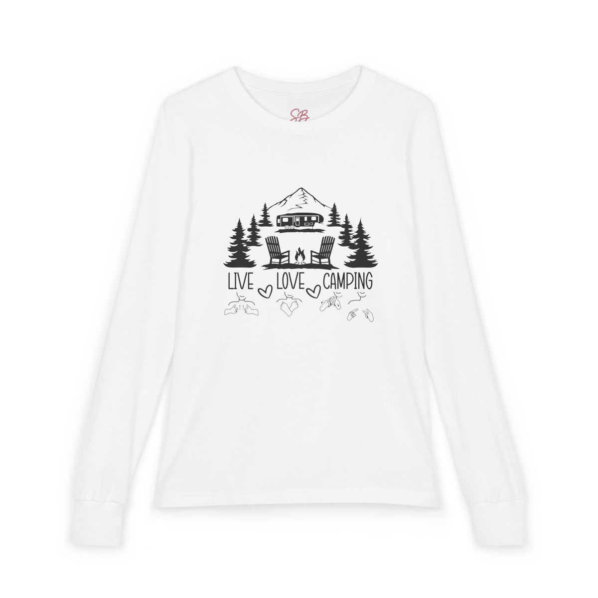 Live, Love, Camping in ASL (black ink) - Kid Long Sleeve Shirt