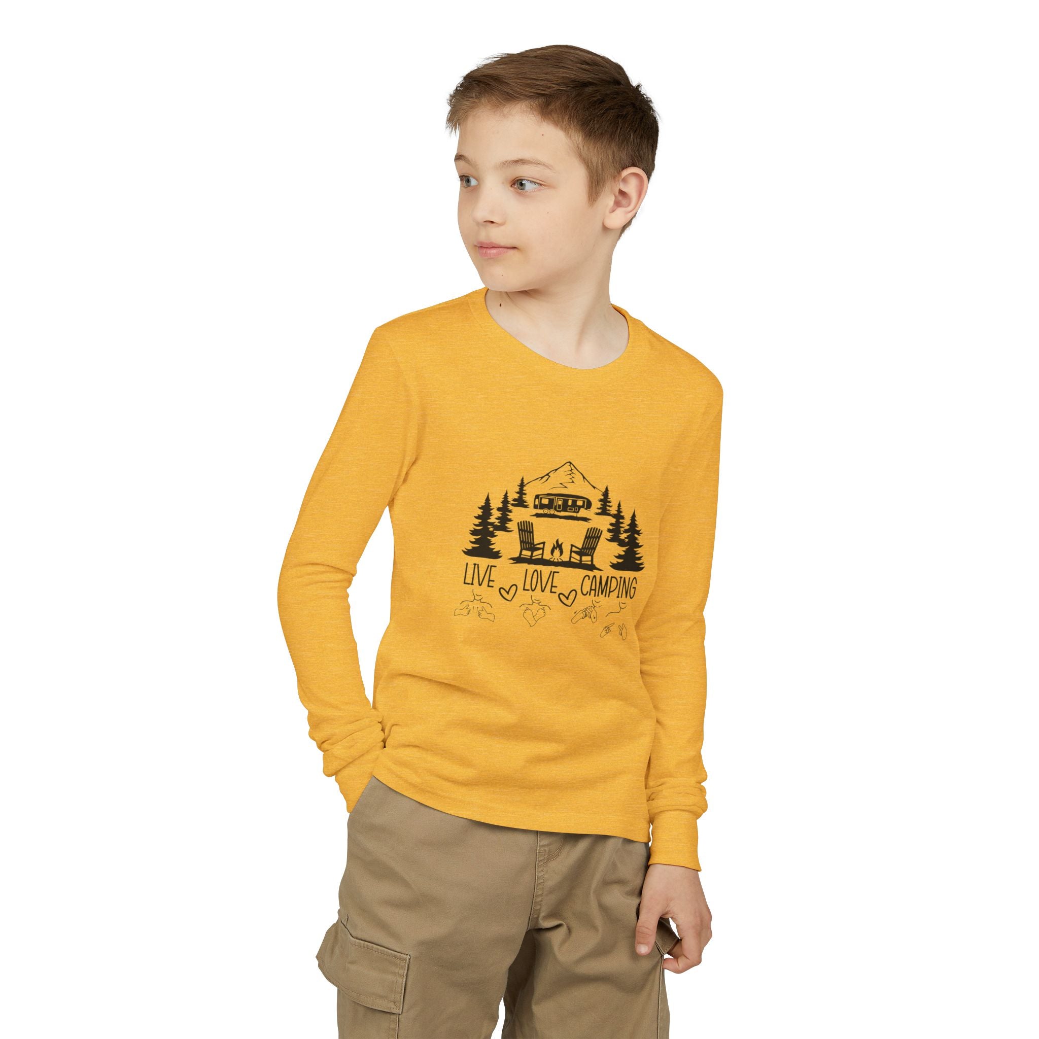 Live, Love, Camping in ASL (black ink) - Kid Long Sleeve Shirt