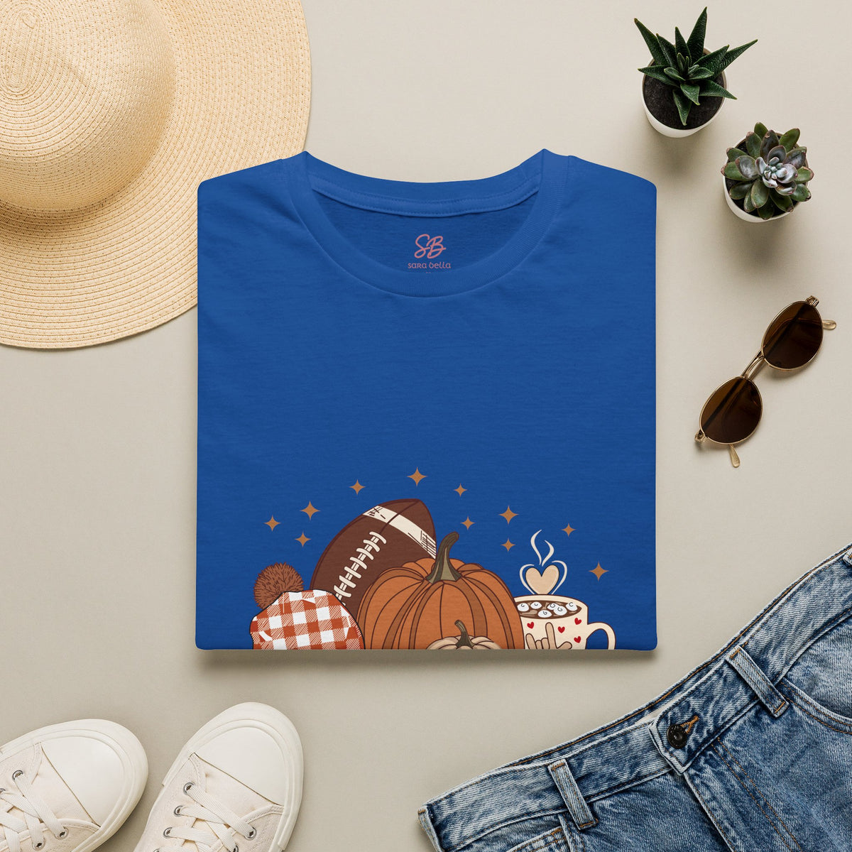 Autumn Football Pumpkins with I Love You American Sign Language, ASL - T-Shirt