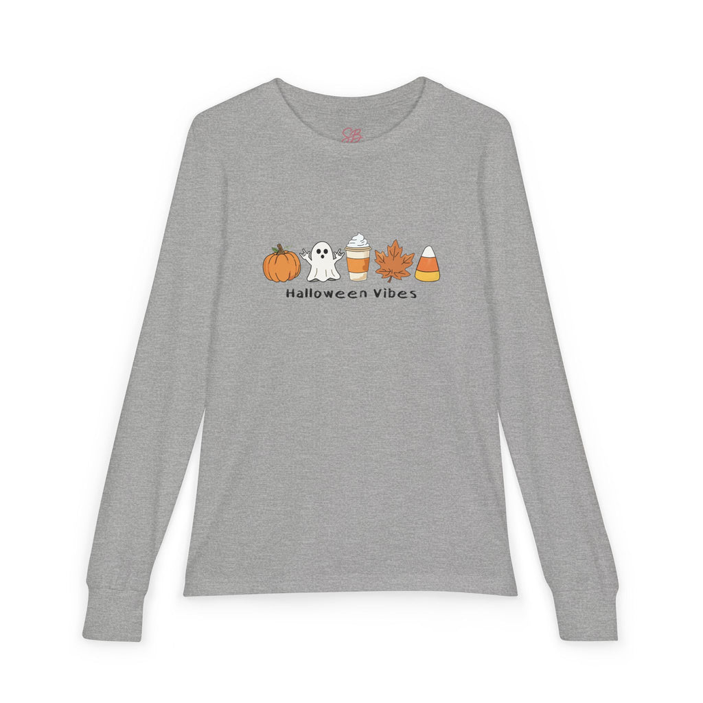 Halloween Vibes with Ghost saying "I Love You" in ASL - Kid Long Sleeve Shirt