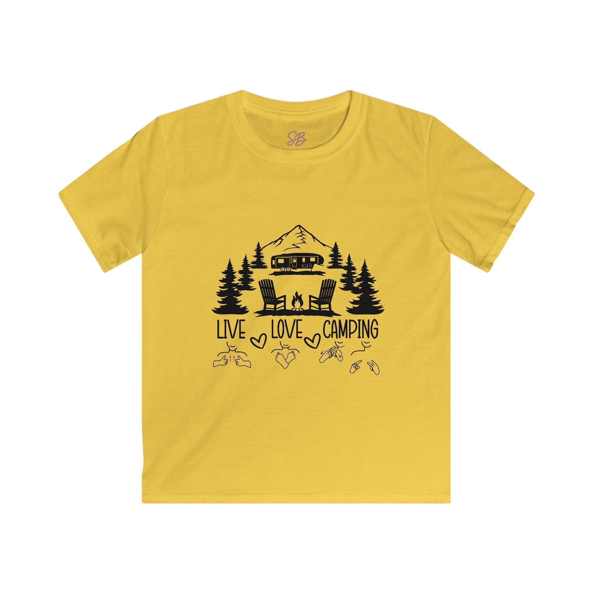 Live Love Camping in ASL (black ink) - Kid Shirt