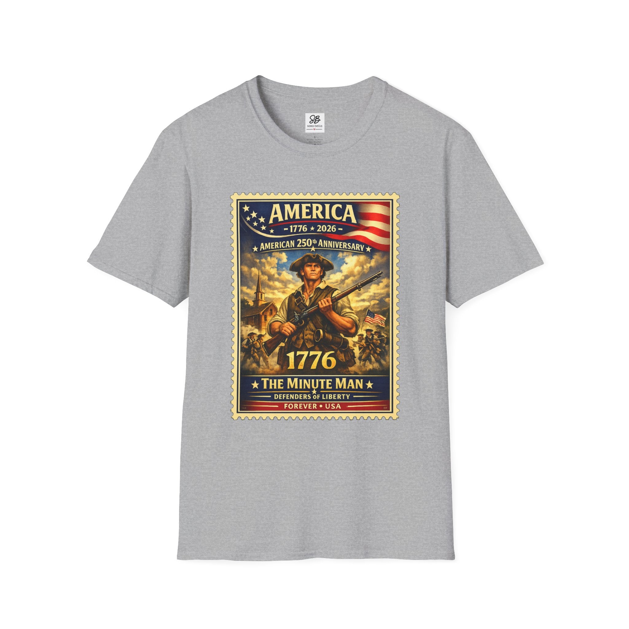 Patriotic Minute Man Vintage Stamp T-Shirt