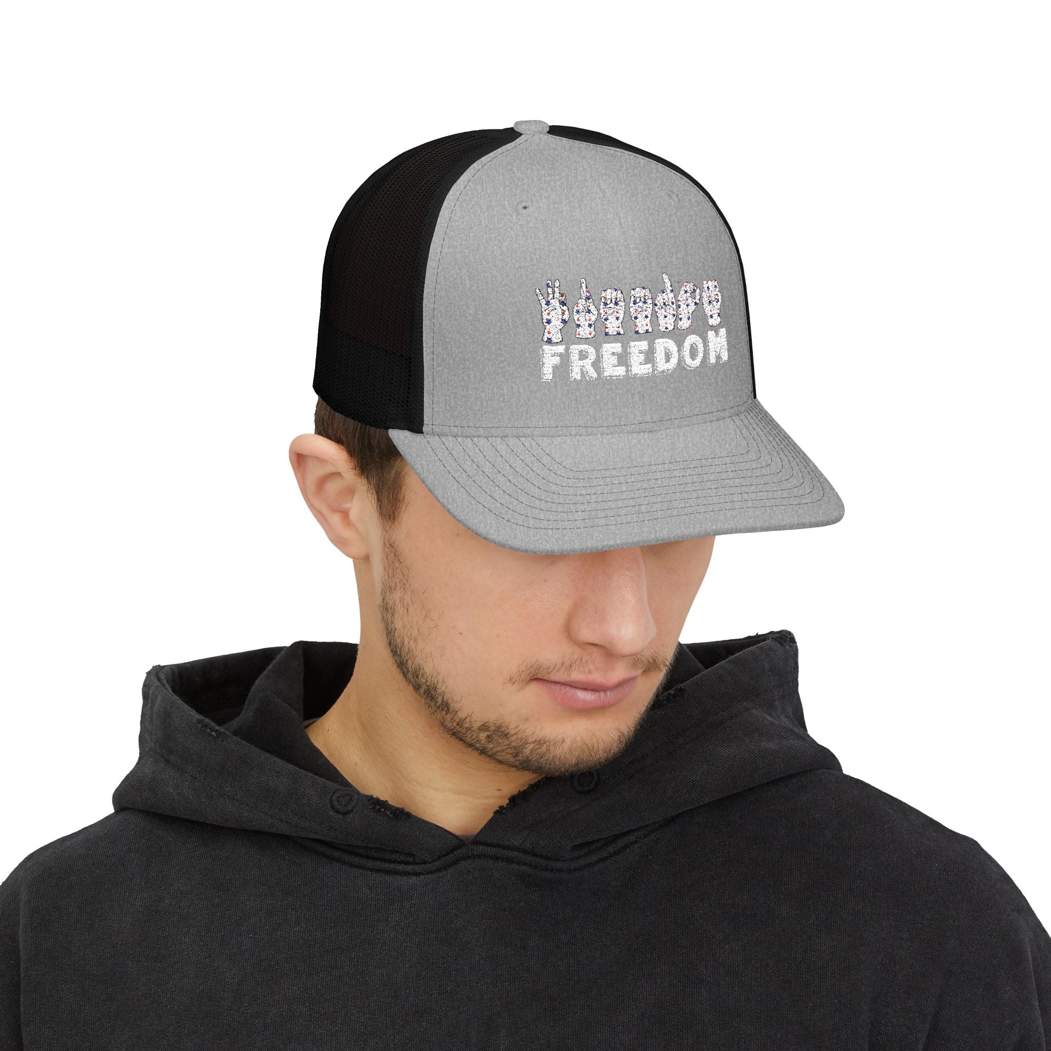 Freedom fingers-spelled ASL (America Sign Language) Embroidery - Trucker Cap Snapback