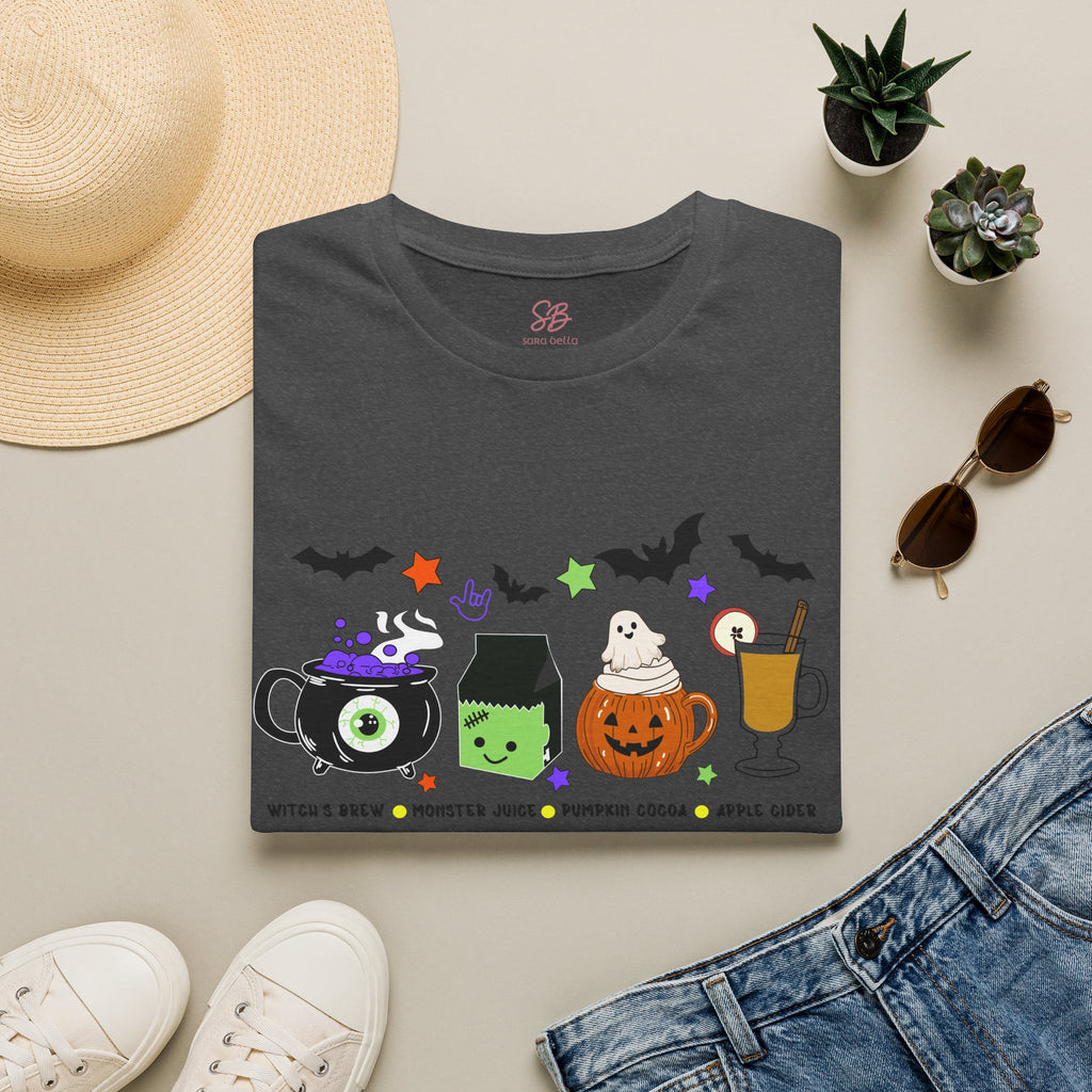 Kids Halloween Drinks Crew of  Witch’s Brew, Monster Juice, Pumpkin Cocoa & Apple Cider - T-Shirt