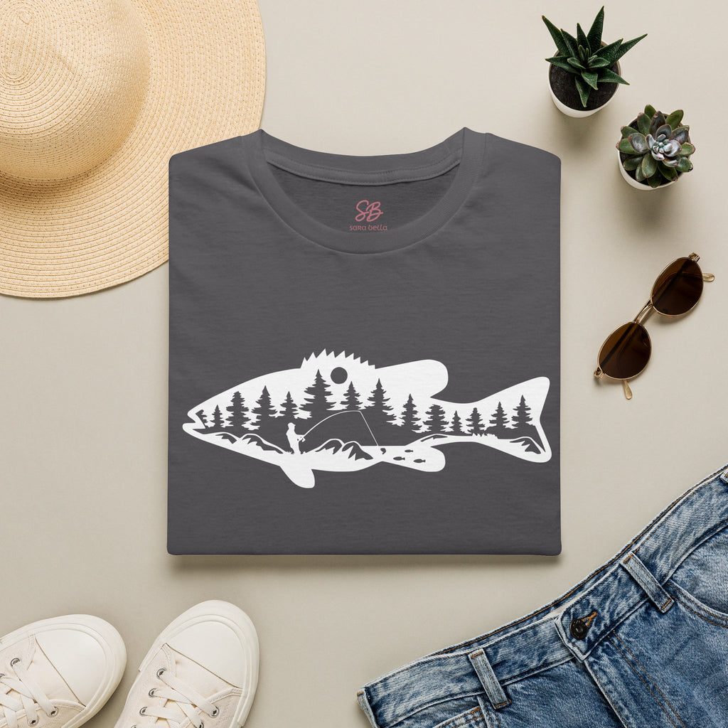 Bass Fisherman Landscape Fishing - T-Shirt