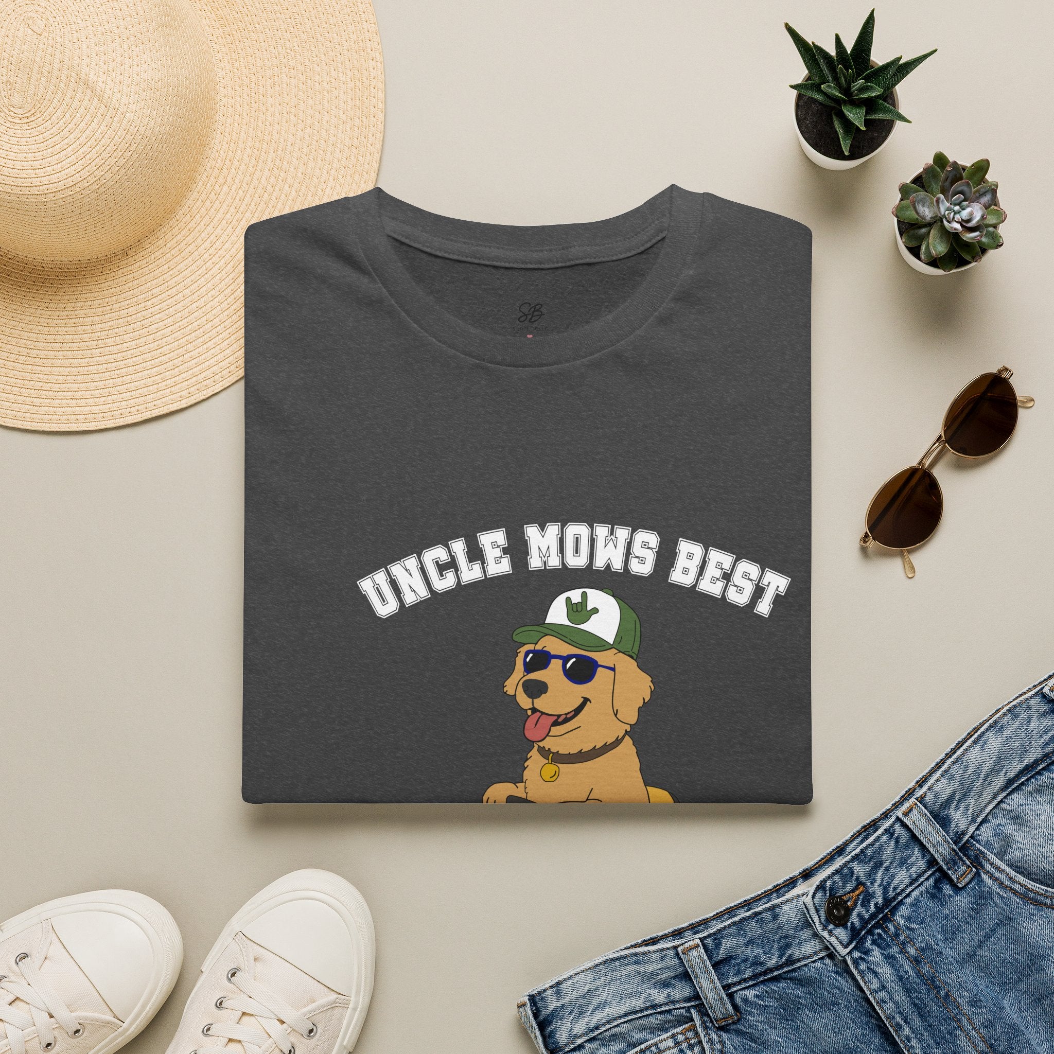 Uncle Mows Best T-Shirt with Golden Retriever