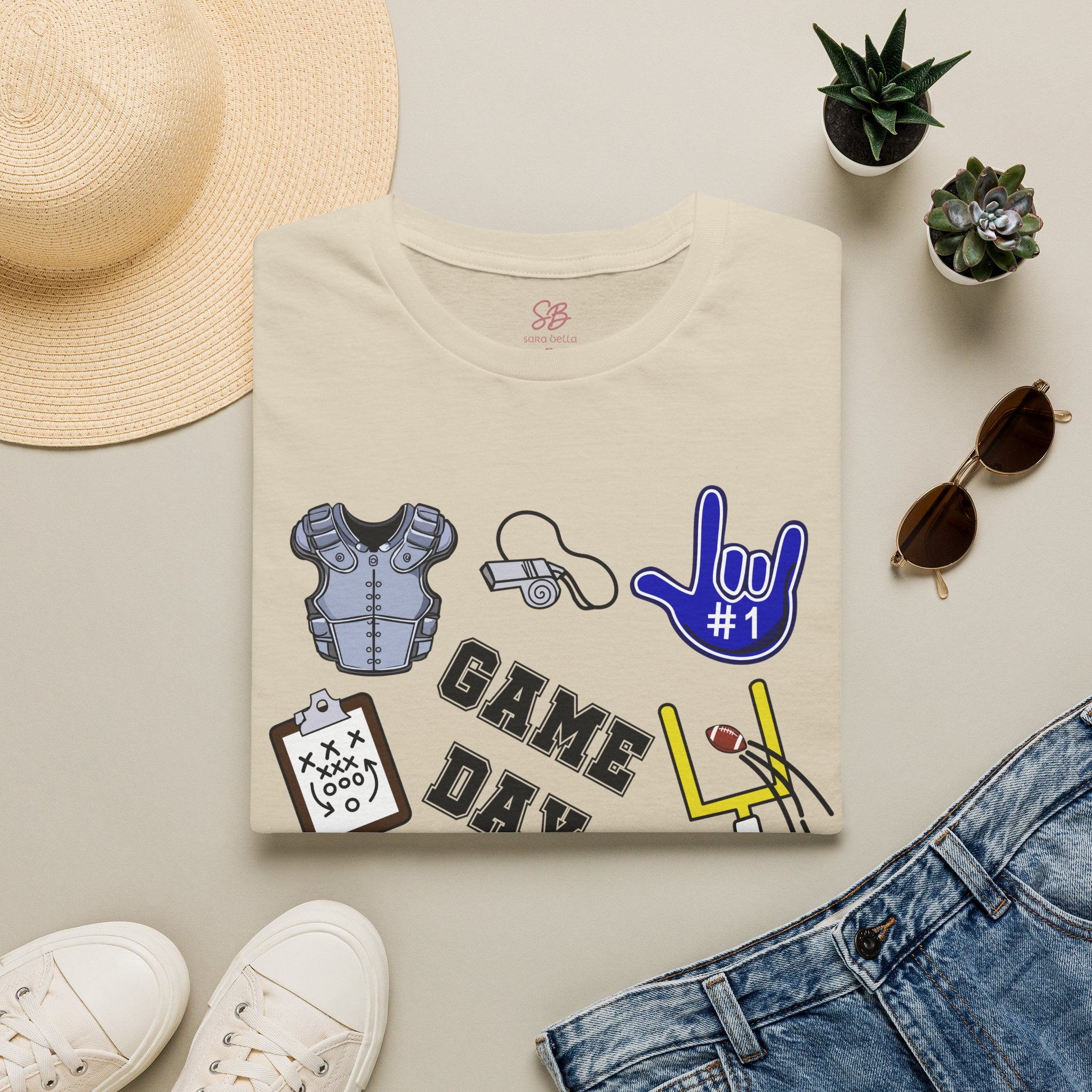 Game Day Football with I Love You ASL  - T-Shirt