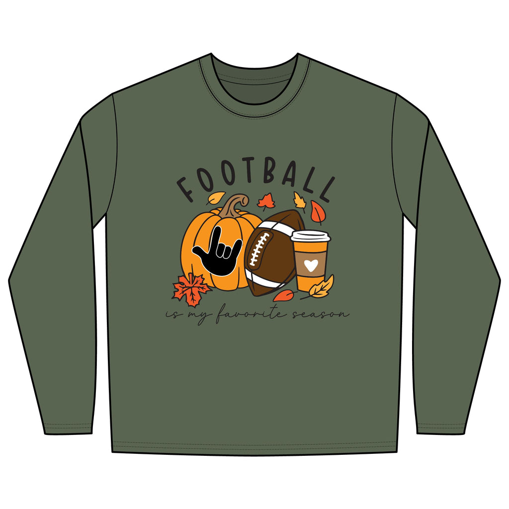 Football Is My Favorite Season with I love you American Sign Language, ASL - Long Sleeve Shirt
