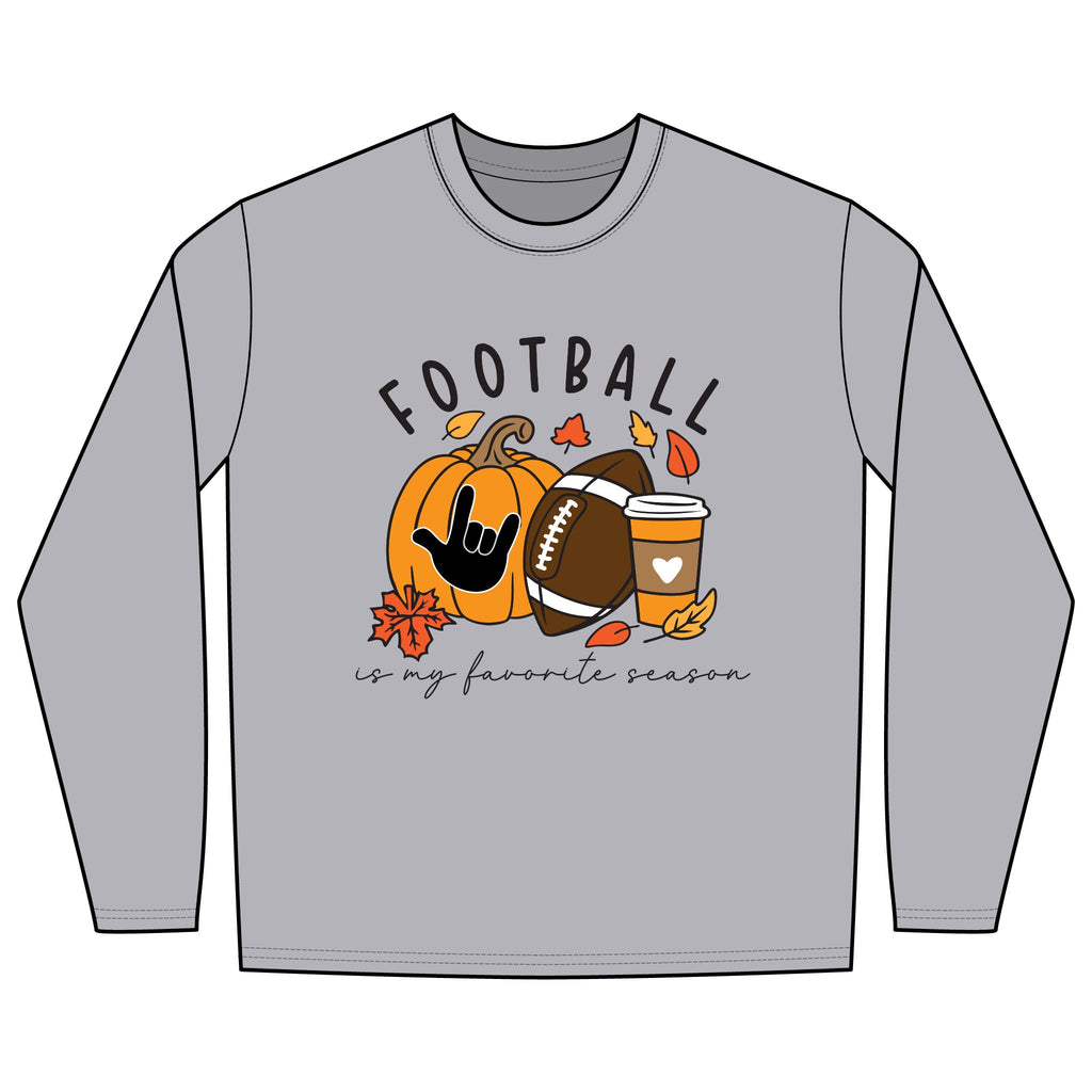 Football Is My Favorite Season with I love you American Sign Language, ASL - Long Sleeve Shirt