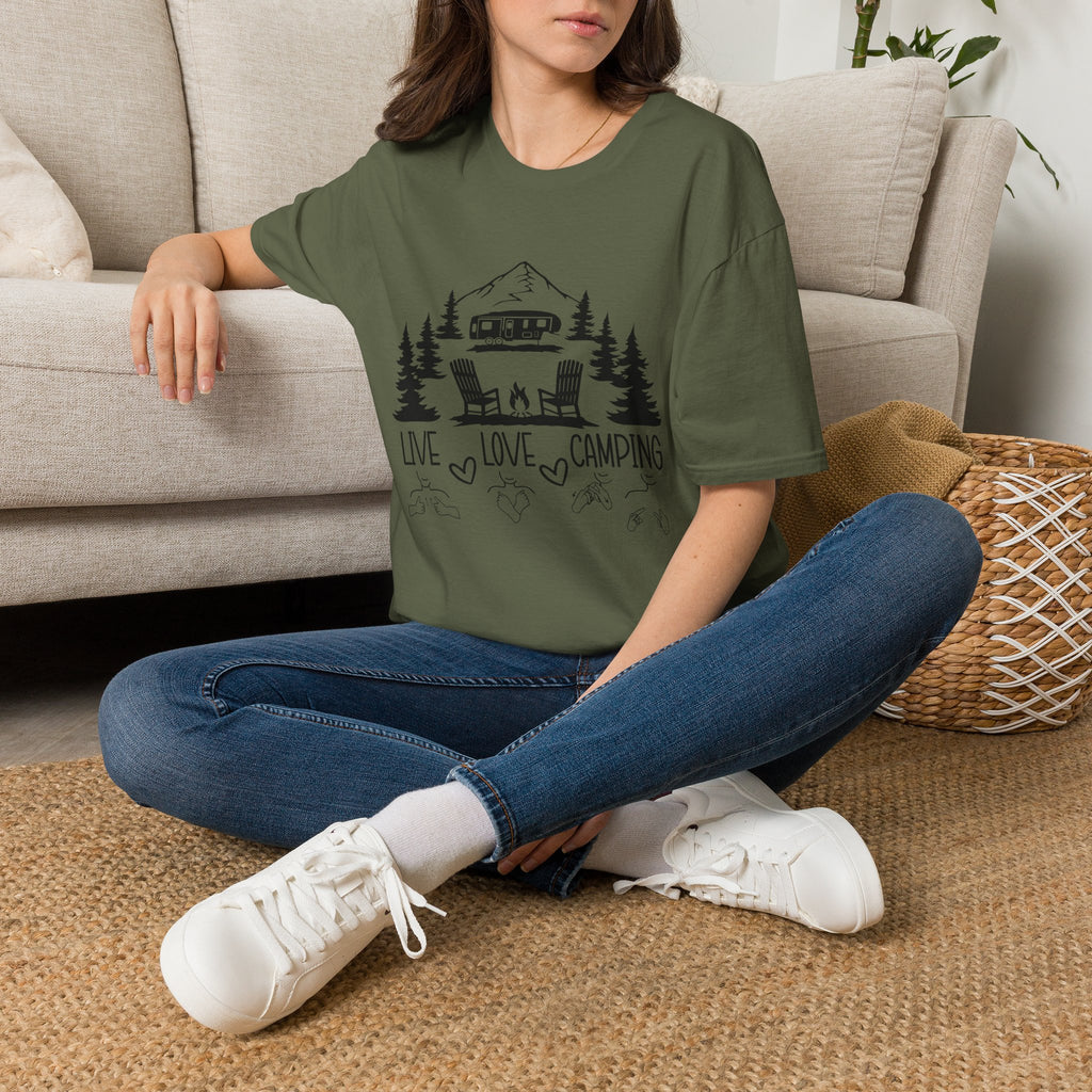 Live Love Camping in ASL (black ink) - T-Shirt