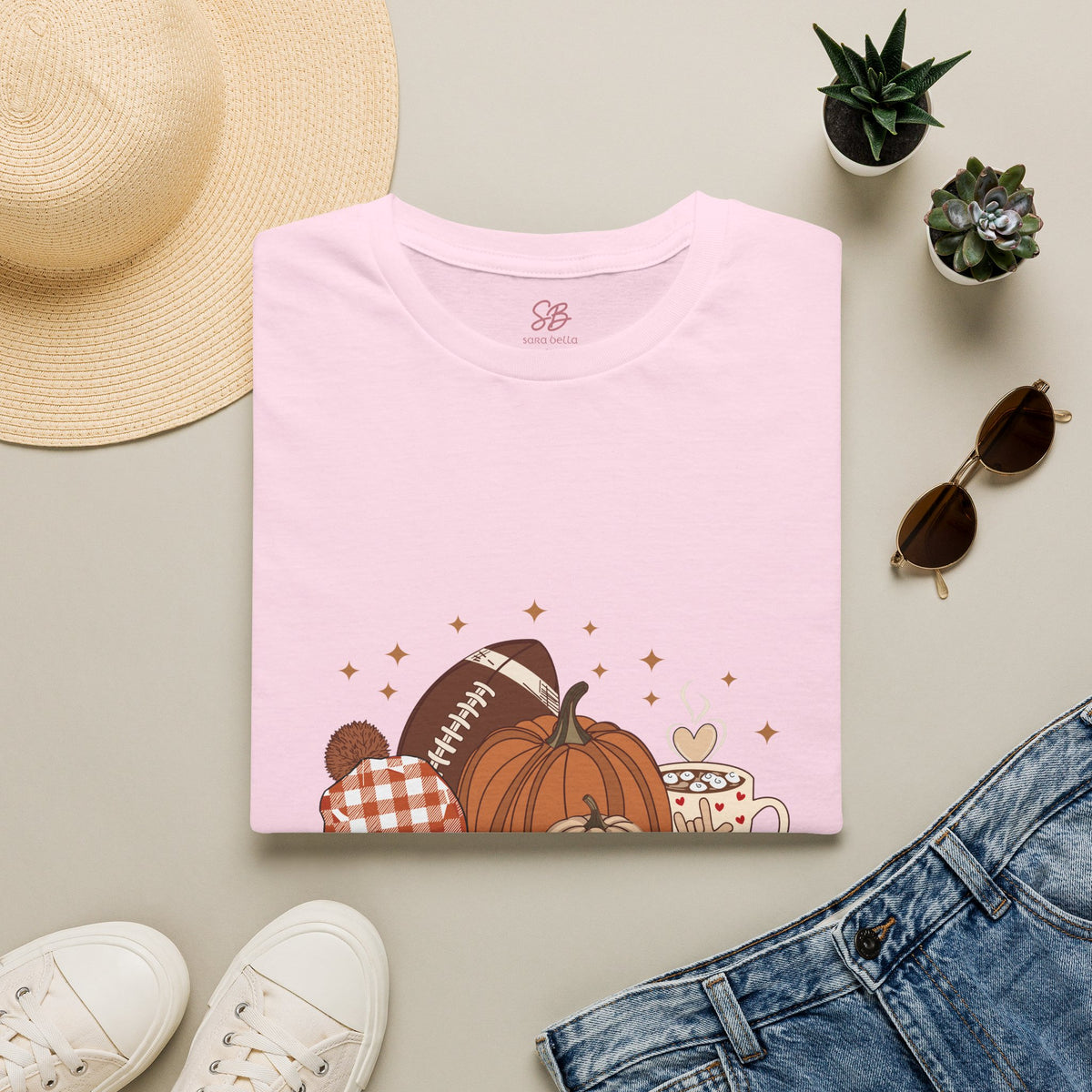Autumn Football Pumpkins with I Love You American Sign Language, ASL - T-Shirt