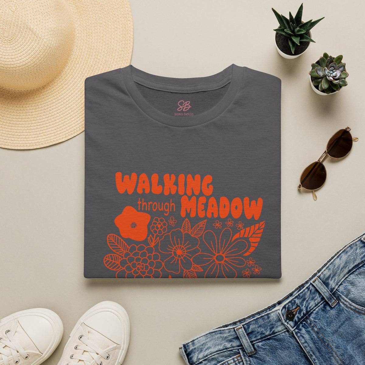 Walking Through Meadow Sunflowers - T-Shirt