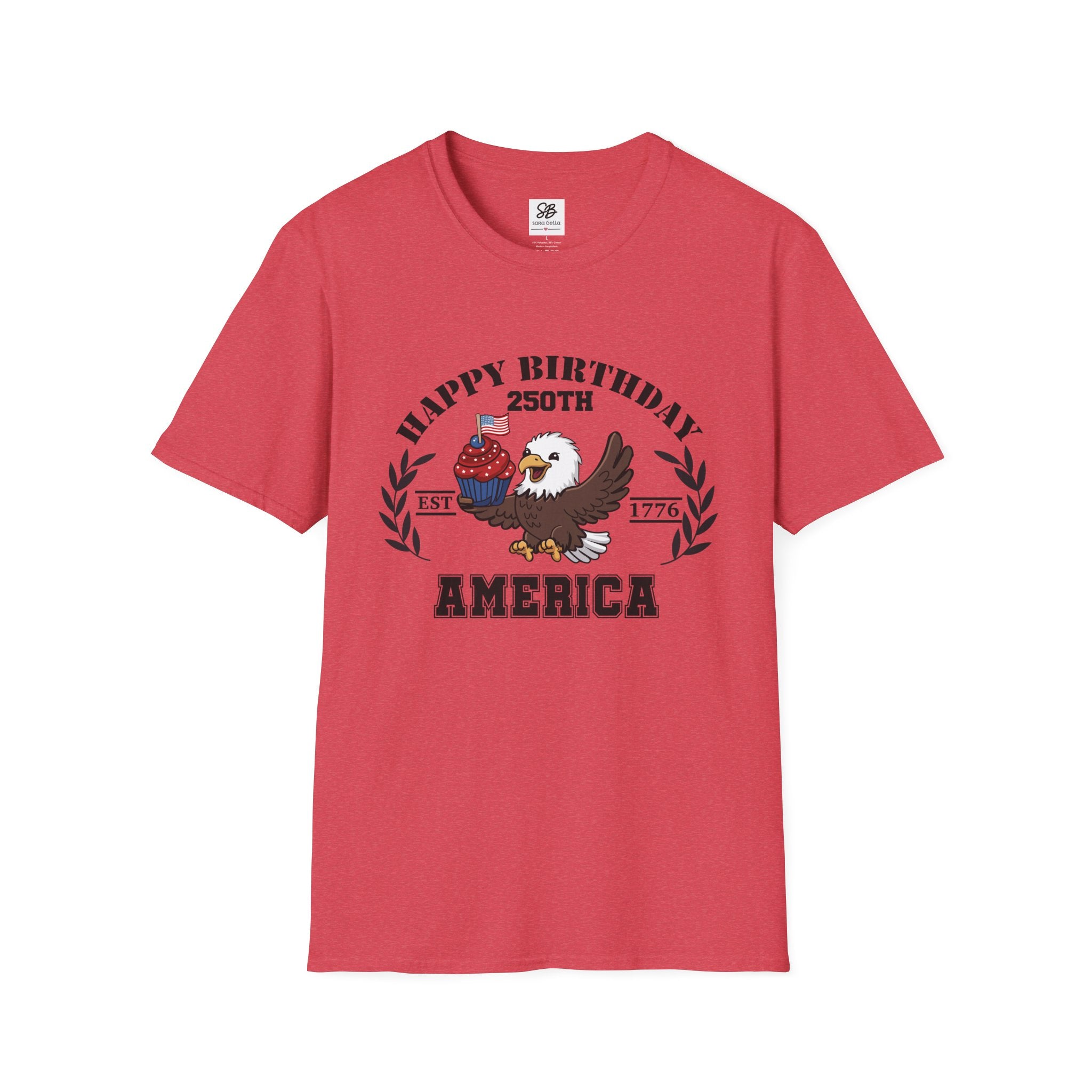 "Happy Birthday 250th America" Baby Eagle with cupcake Patriotic Shirt