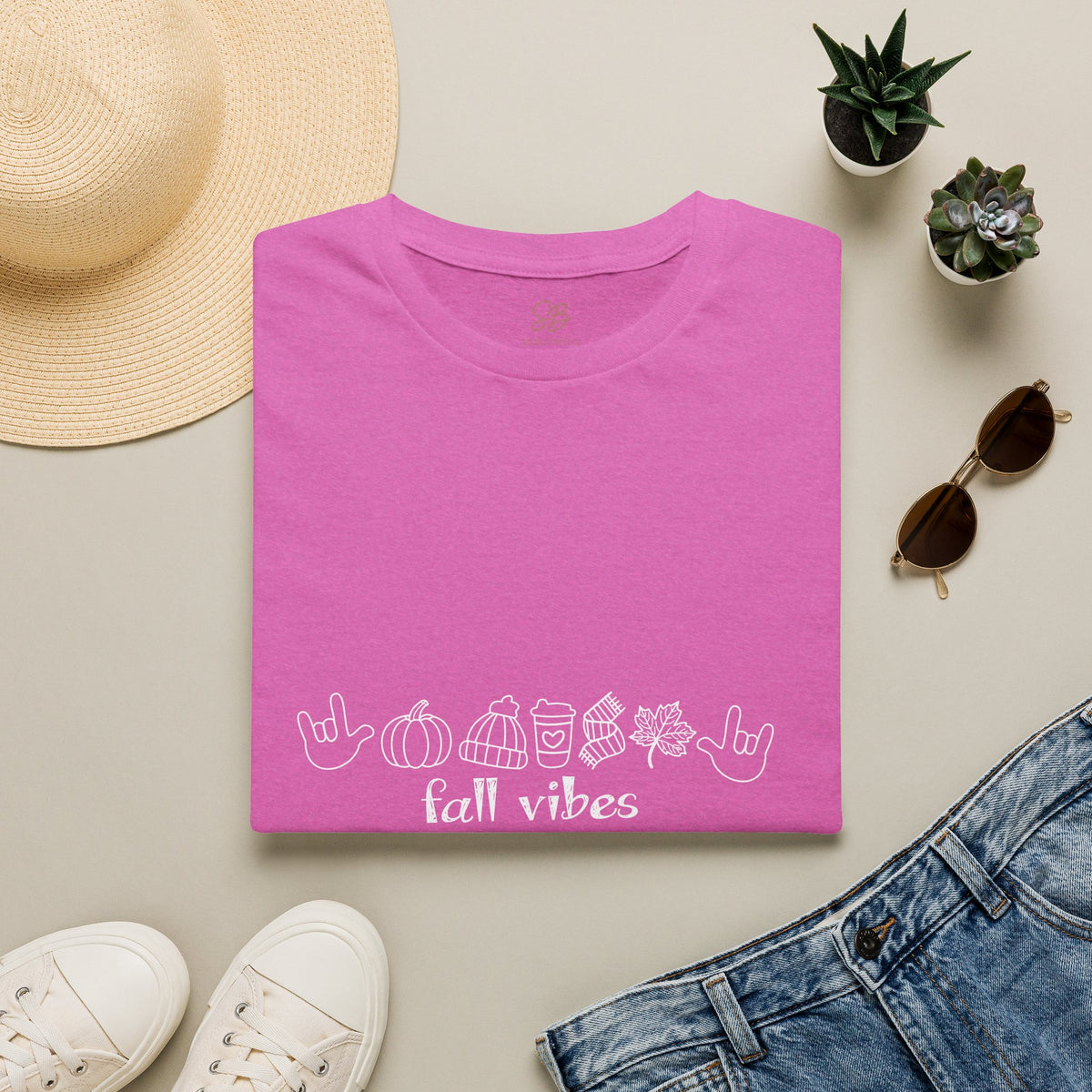 Fall Vibes with I Love you American Sign Language, ASL  - T-Shirt