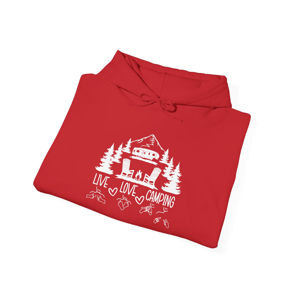 Live, Love, Camping in ASL (white ink) -  Hoodie