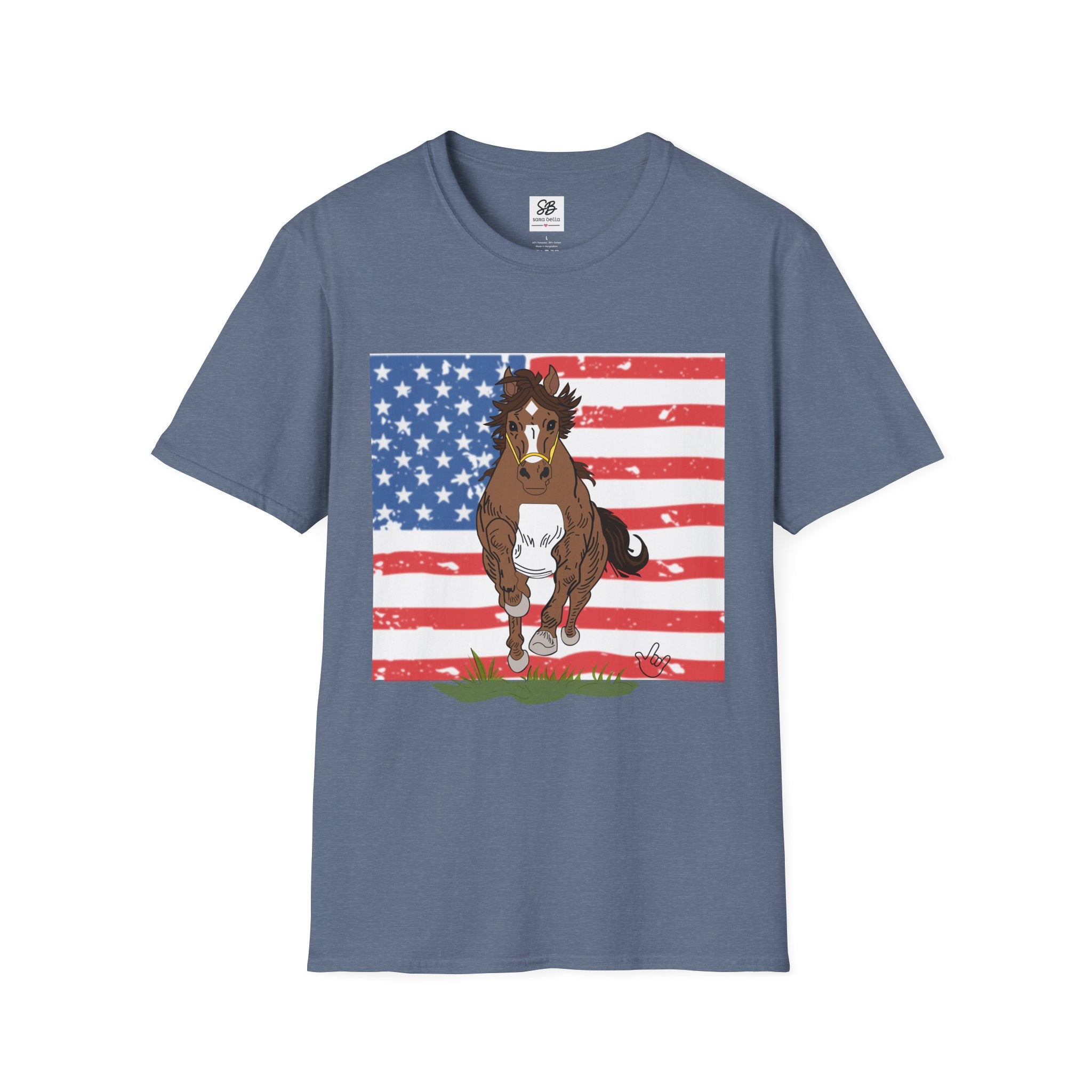 Galloping Horse with American Flag Graphic Shirt