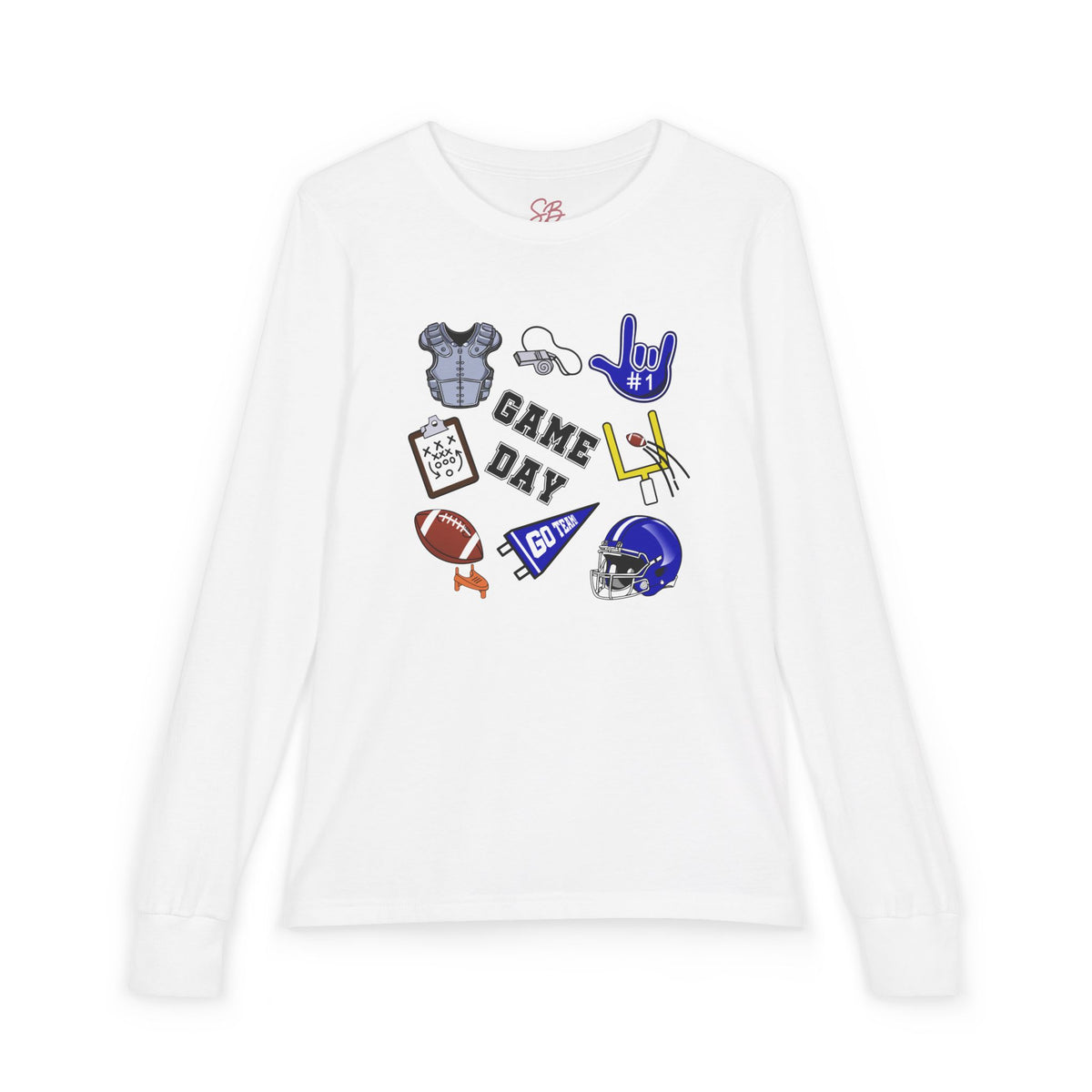 Game Day Football with I Love You ASL American Sing Language - Kid Long Sleeve Shirt