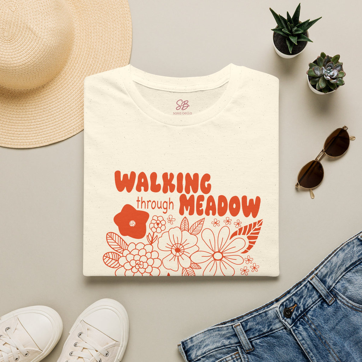 Walking Through Meadow Sunflowers - T-Shirt