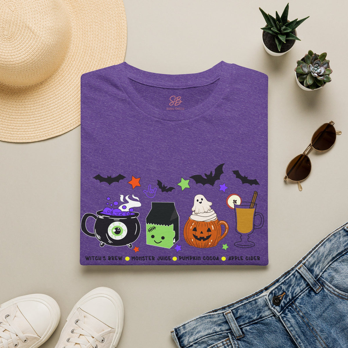 Kids Halloween Drinks Crew of  Witch’s Brew, Monster Juice, Pumpkin Cocoa & Apple Cider - T-Shirt