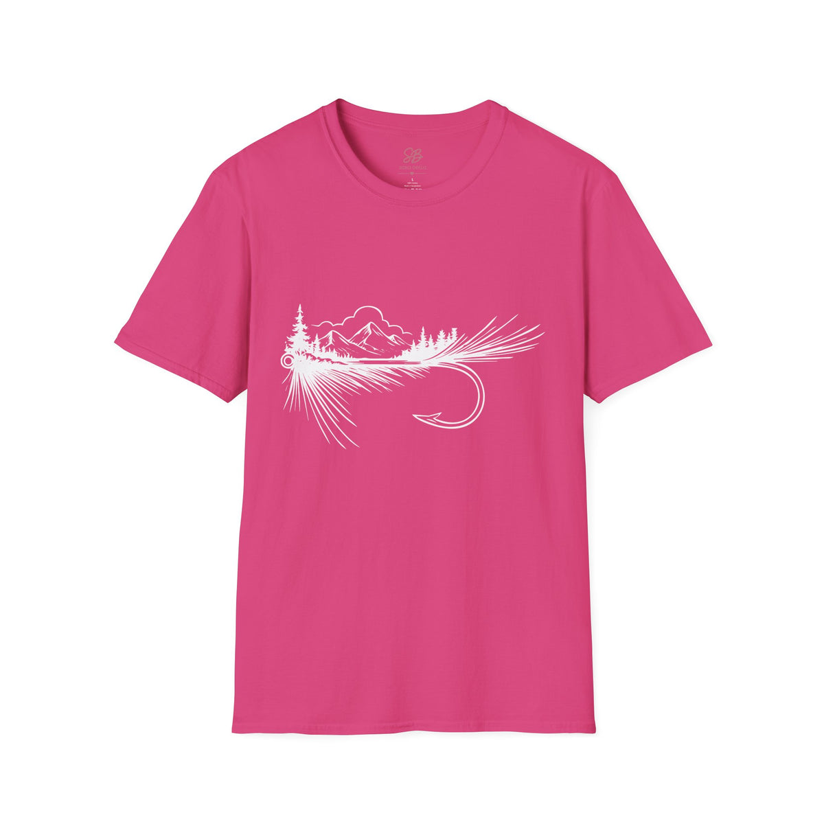 Fly Fishing Hook with Mountain View  T-Shirt
