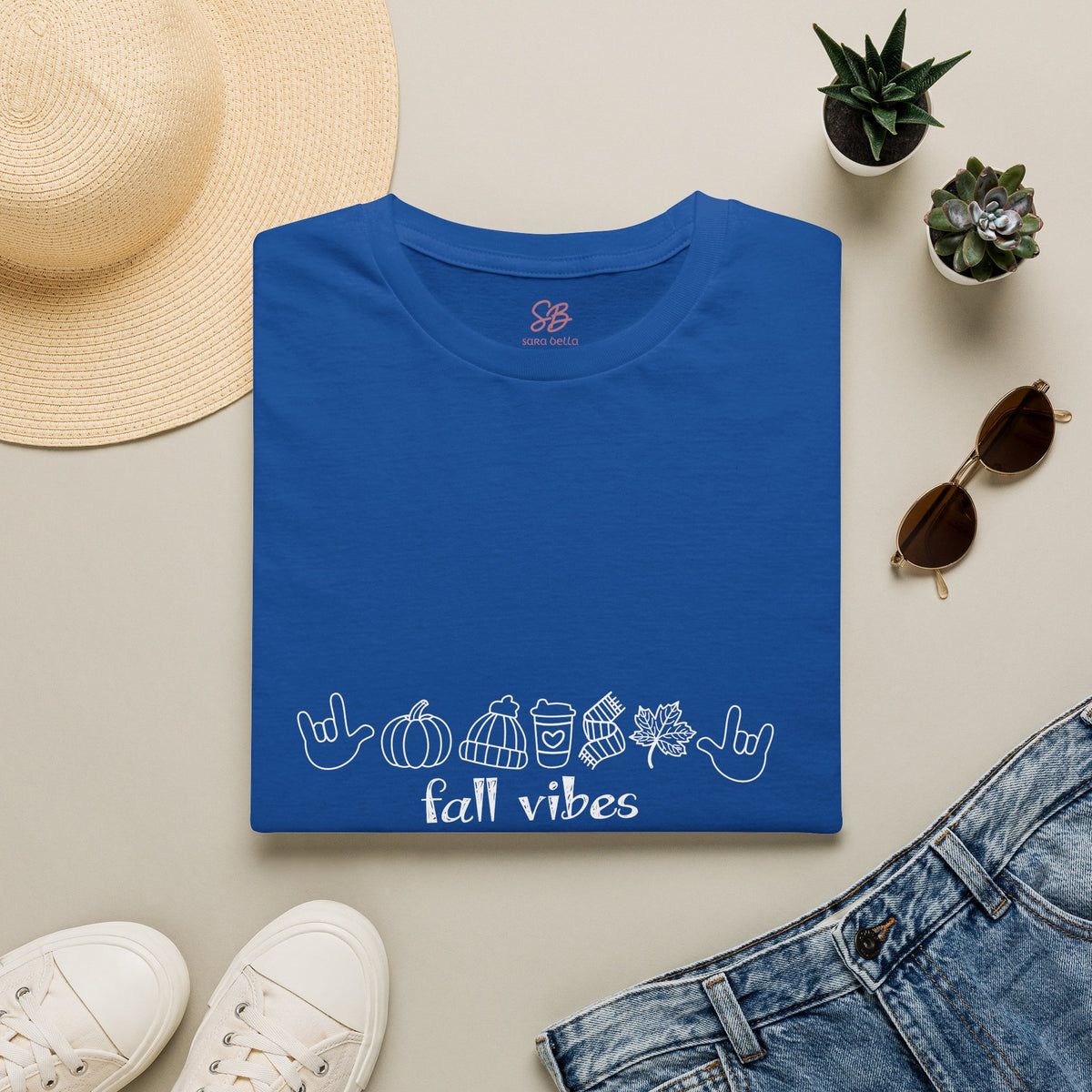 Fall Vibes with I Love you American Sign Language, ASL  - T-Shirt