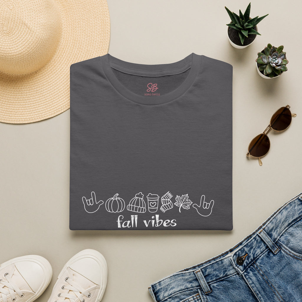 Fall Vibes with I Love you American Sign Language, ASL  - T-Shirt