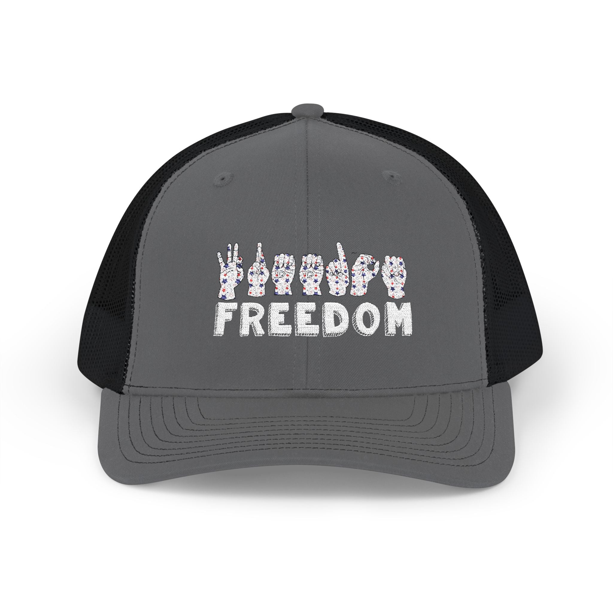 Freedom fingers-spelled ASL (America Sign Language) Embroidery - Trucker Cap Snapback