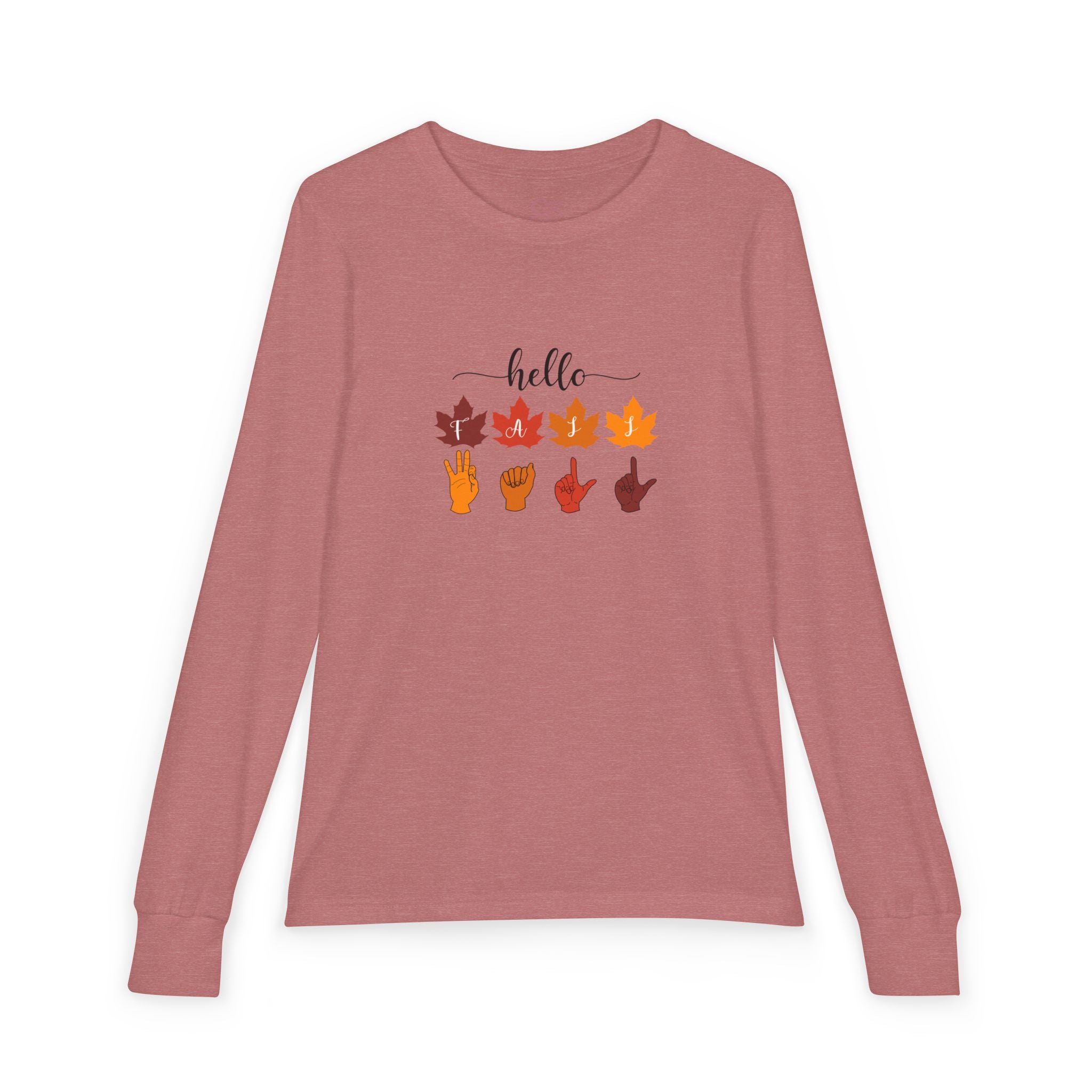 Hello Fall  Fingers Spelling American Sign Language, ASL - Kid Long Sleeve Shirt