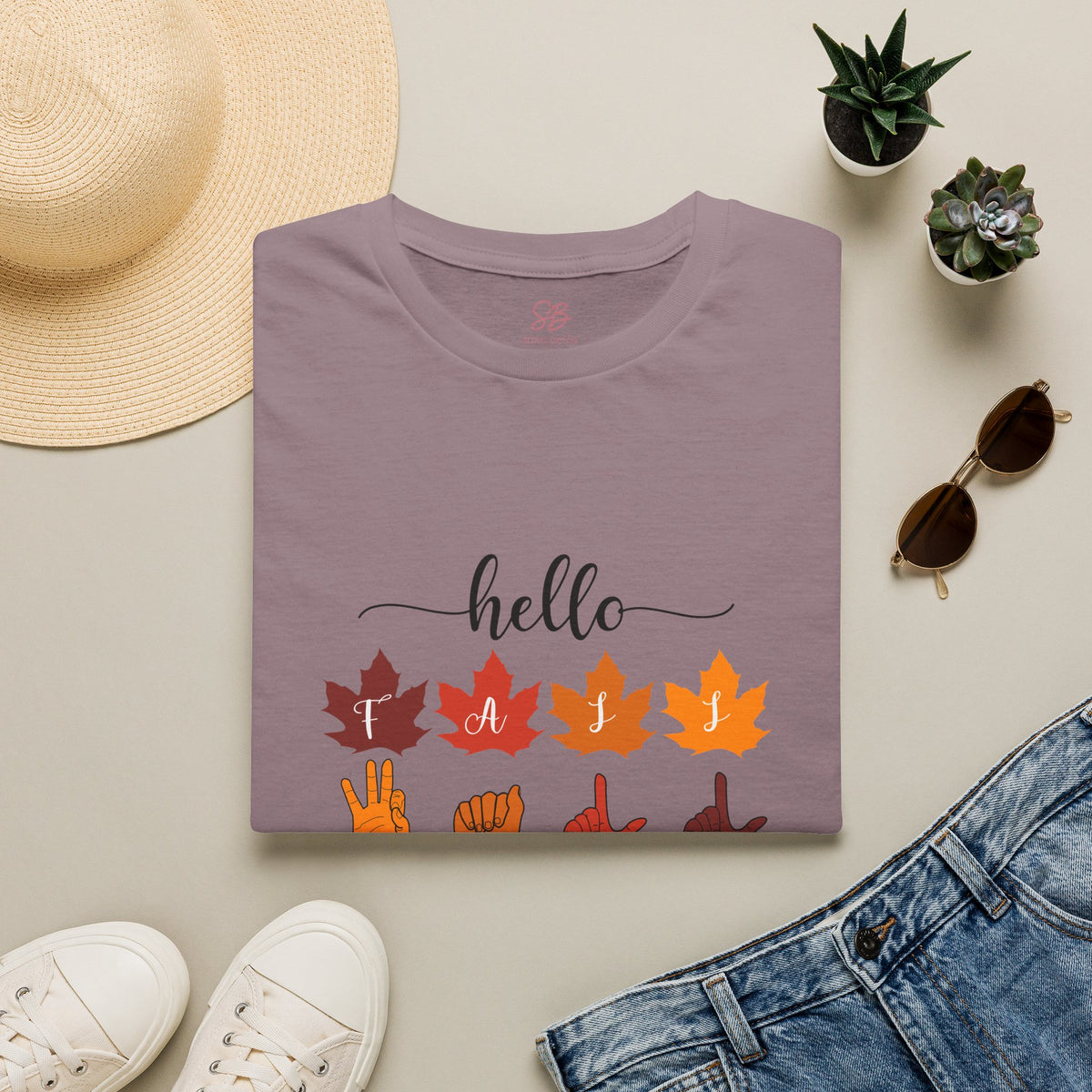Hello Fall Fingerspelling American Sign Language, ASL -  T-Shirt