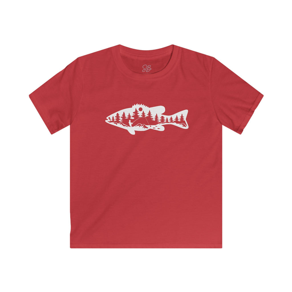 Bass Fisherman Landscape Fishing - Kid T-Shirt