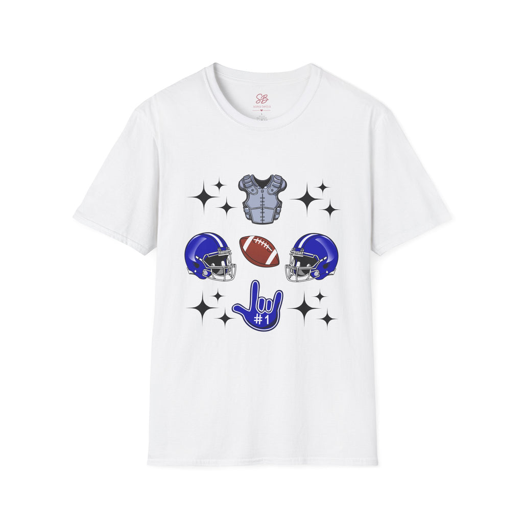 Football Gears Tic-Tac-Toe with I love you ASL American Sign Language -  T-Shirt