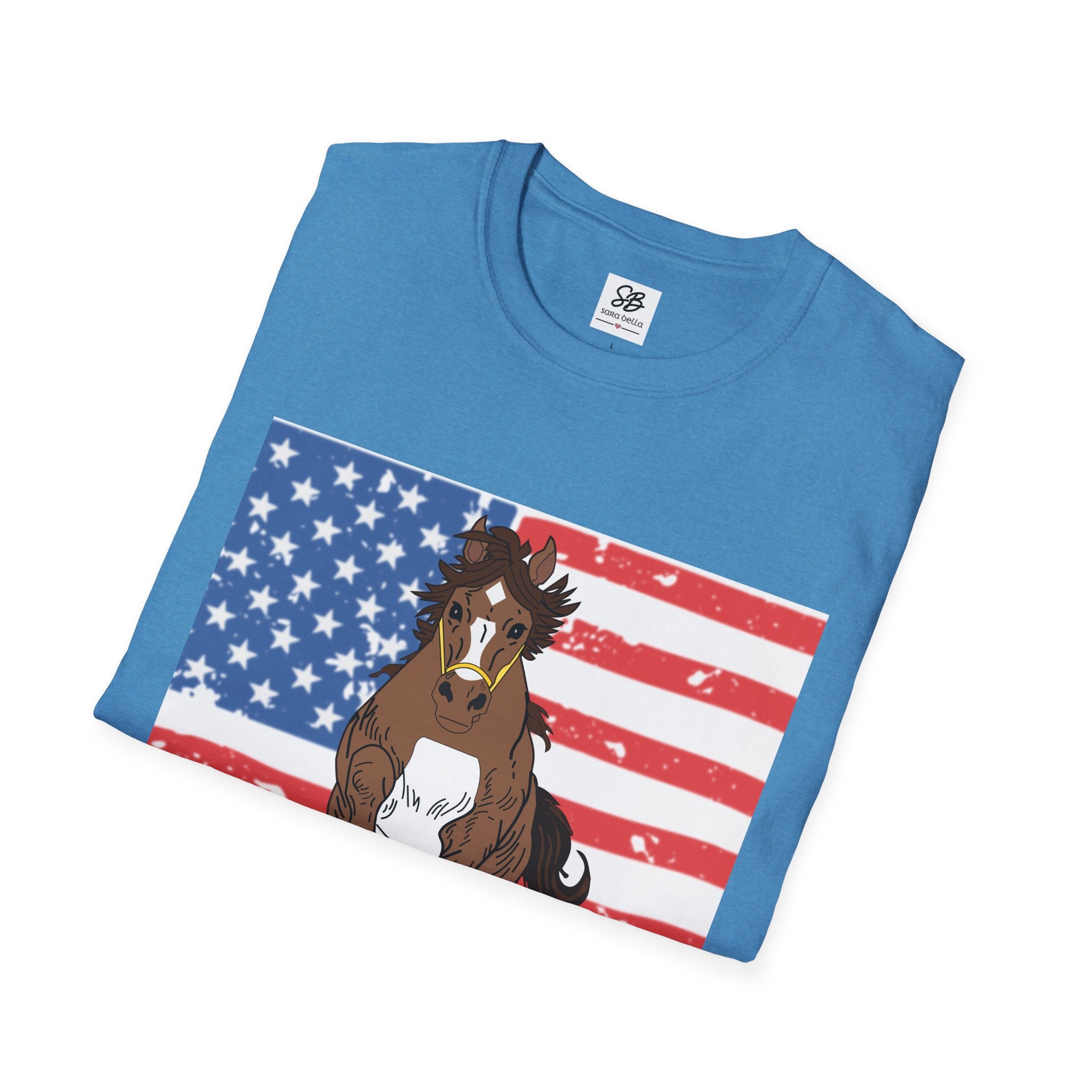 Galloping Horse with American Flag Graphic Shirt