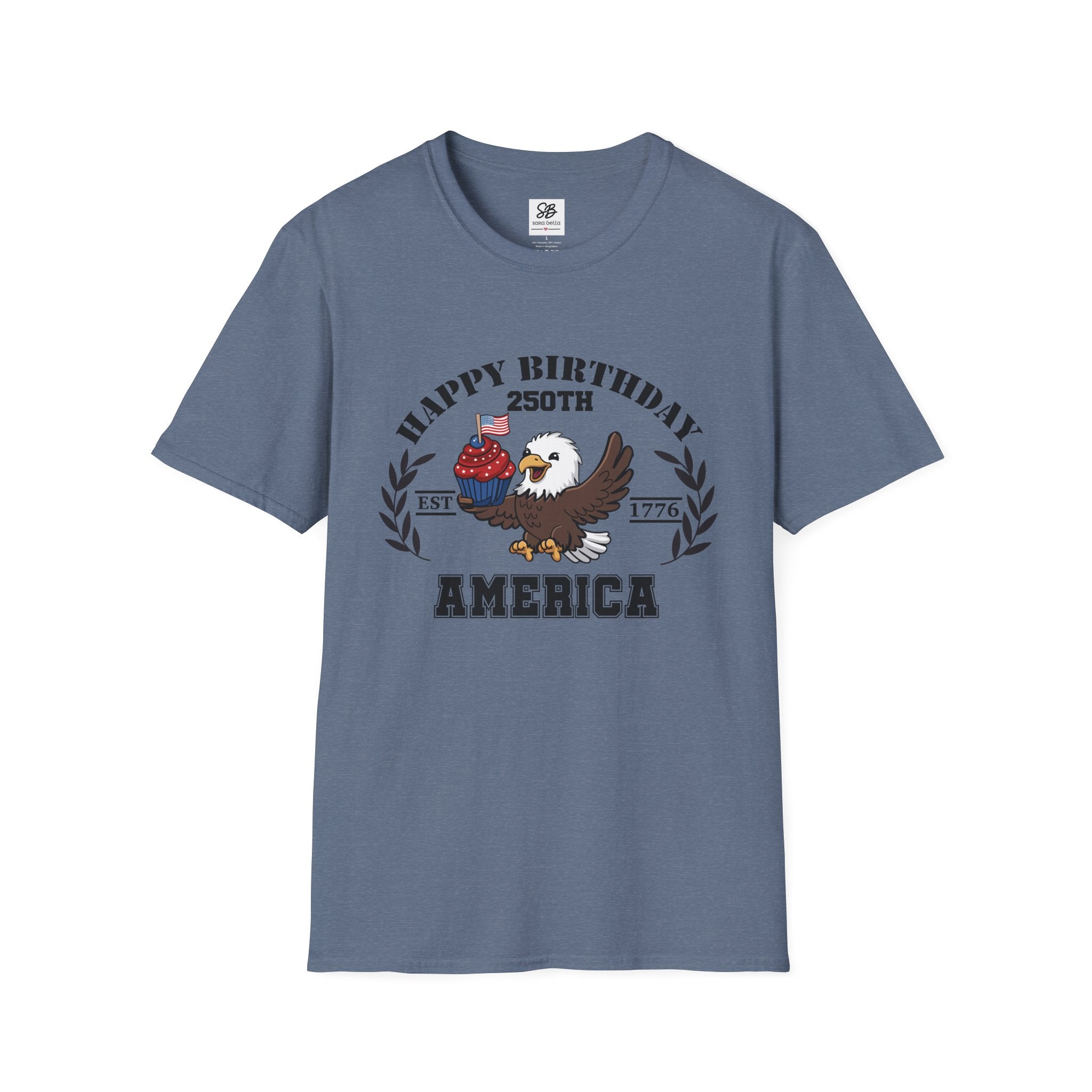 "Happy Birthday 250th America" Baby Eagle with cupcake Patriotic Shirt