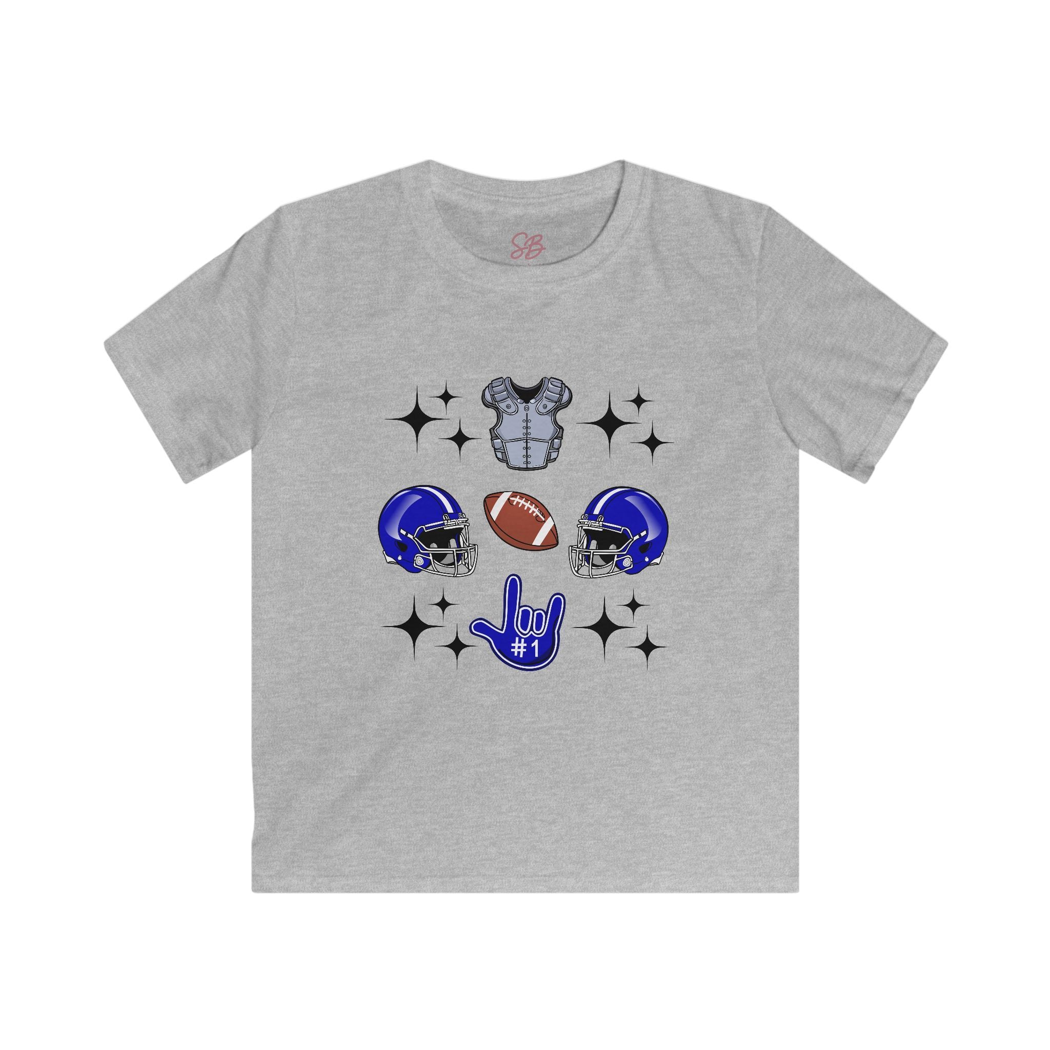 Football Gears Tic-Tac-Toe with I Love You ASL, American Sign Language - Kid T-Shirt