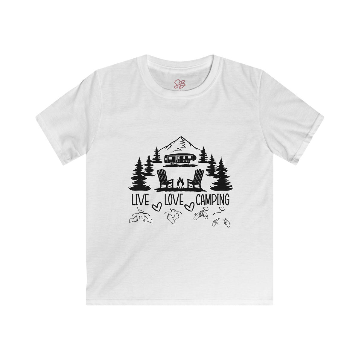 Live Love Camping in ASL (black ink) - Kid Shirt