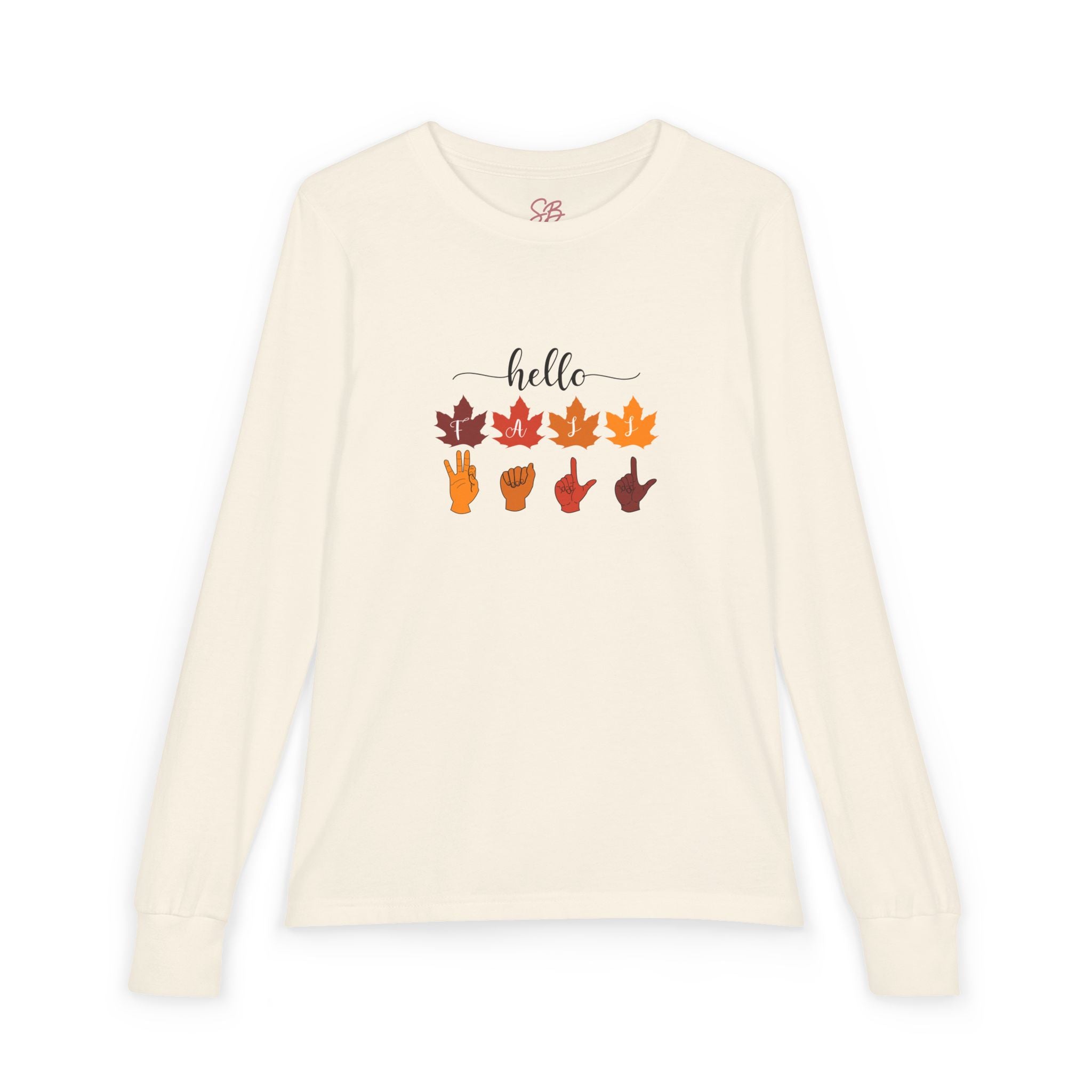 Hello Fall  Fingers Spelling American Sign Language, ASL - Kid Long Sleeve Shirt