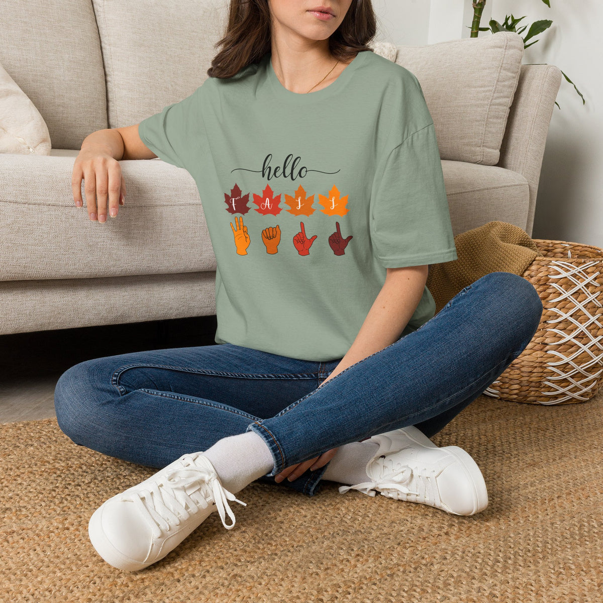 Hello Fall Fingerspelling American Sign Language, ASL -  T-Shirt