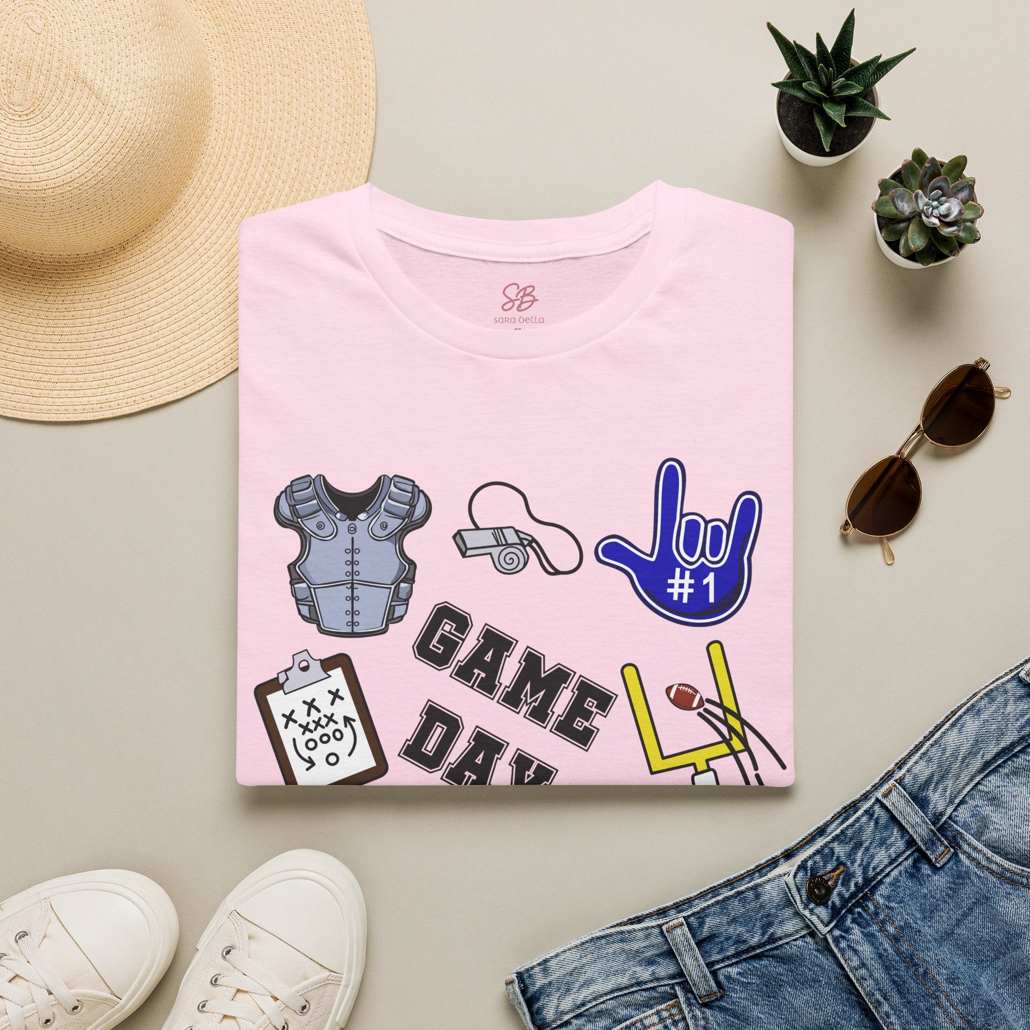 Game Day Football with I Love You ASL  - T-Shirt