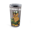 "Papa mows best" with Golden Retriever  on  Lawn Mower 20oz Tumbler