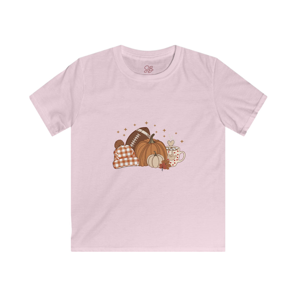 Autumn Football Pumpkin with I Love You American Sign Language, ASL - Kid T-Shirt