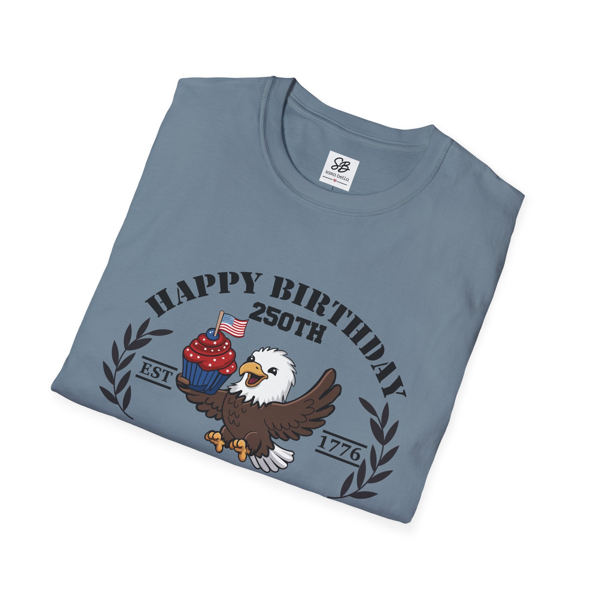 "Happy Birthday 250th America" Baby Eagle with cupcake Patriotic Shirt