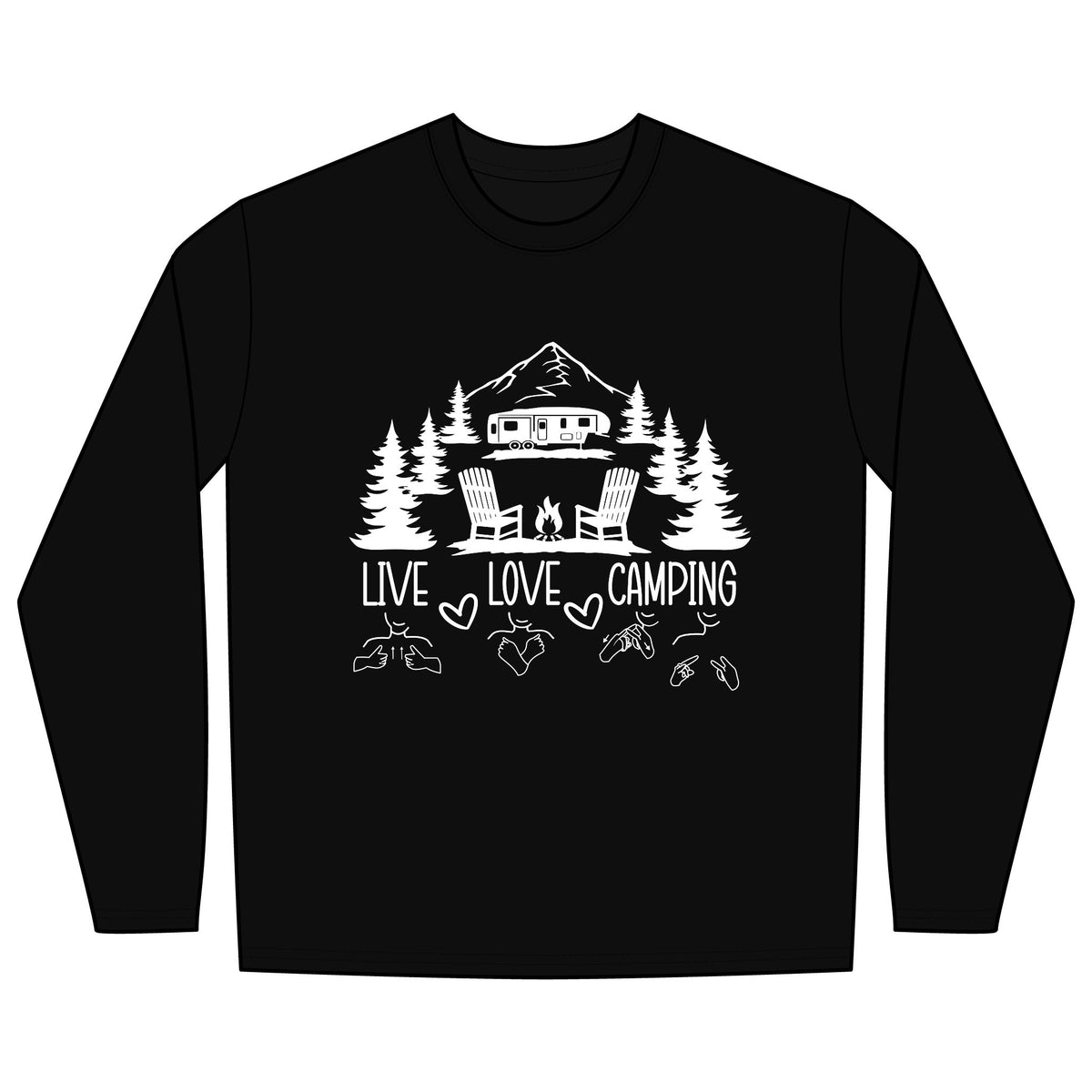 Live Love Camping in ASL (white ink) -  Long Sleeve Shirt