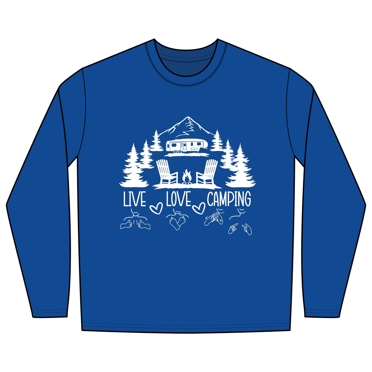 Live Love Camping in ASL (white ink) -  Long Sleeve Shirt