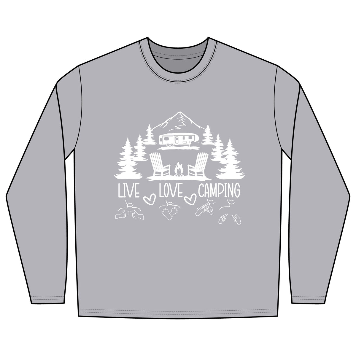 Live Love Camping in ASL (white ink) -  Long Sleeve Shirt