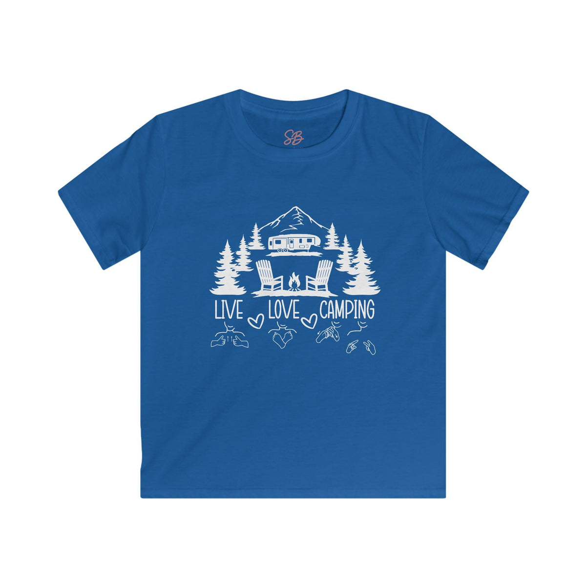 Live Love Camping in ASL (white ink) - Kid T-Shirt