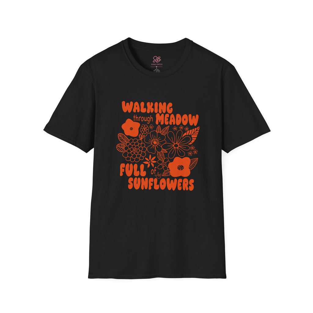 Walking Through Meadow Sunflowers - T-Shirt