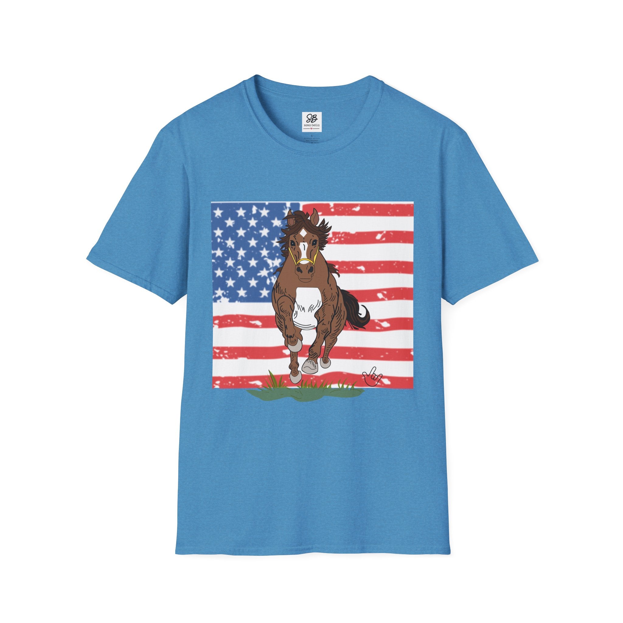 Galloping Horse with American Flag Graphic Shirt