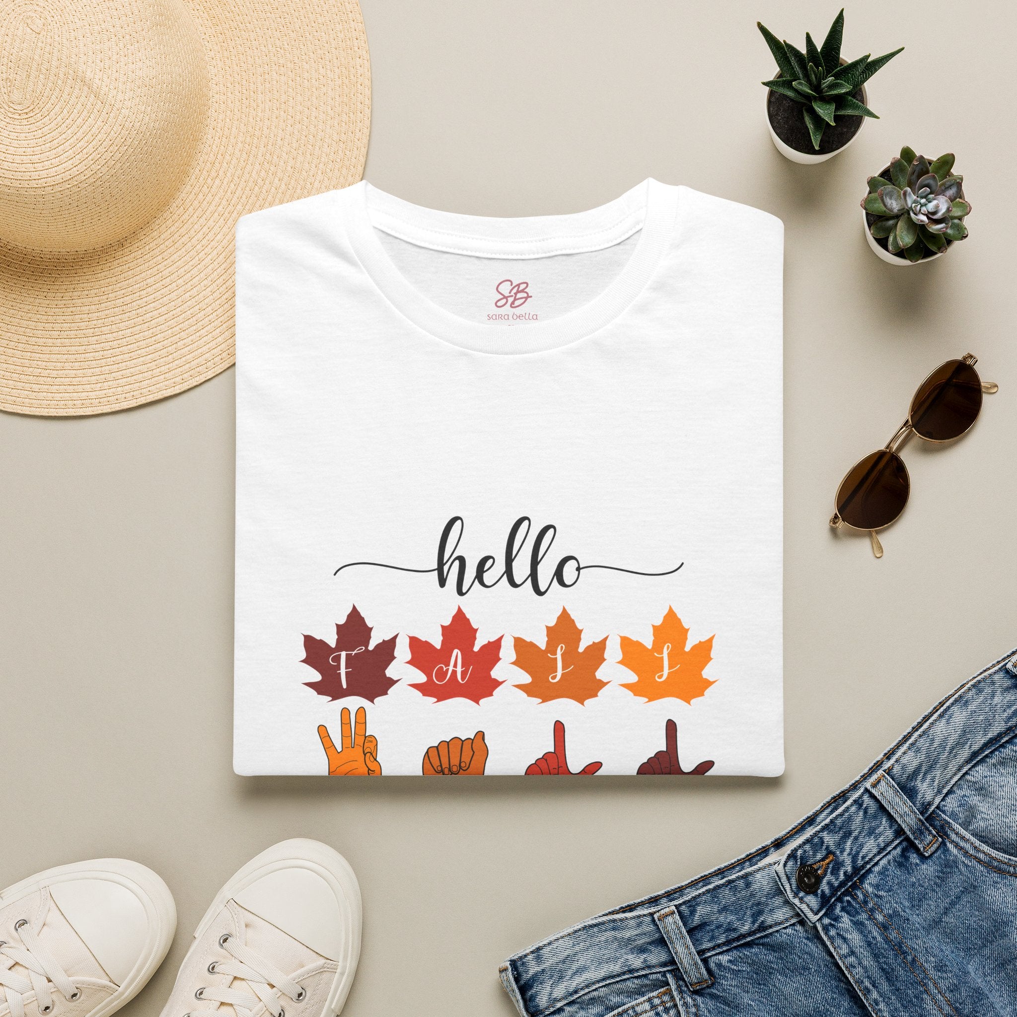 Hello Fall Fingerspelling American Sign Language, ASL -  T-Shirt